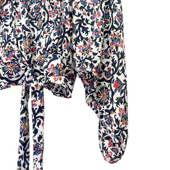 NWT Cynthia Rowley Floral Dolman Sleeve Cropped Blouse Red Ivory Navy Size Small - Picture 9 of 15
